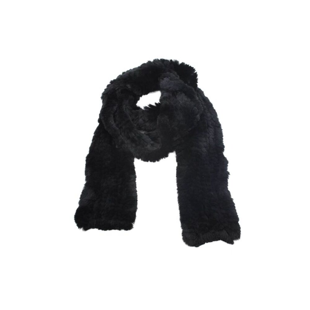 Designer Women's Faux Fur Scarf Wrap Black Size 42X5